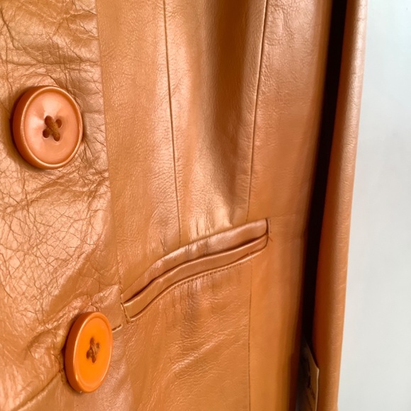 Vintage Eau De Cuir Unique Orange Leathe Jacket - Picture 6 of 12